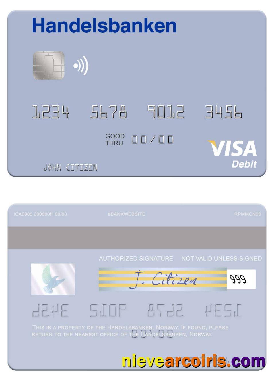 Norway Handelsbanken visa debit card